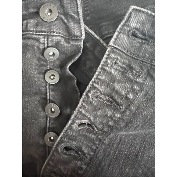 Torrid Button Front Raw Hem Denim Shorts Sz 30 (4X) Womens Black Pockets - Picture 5 of 16